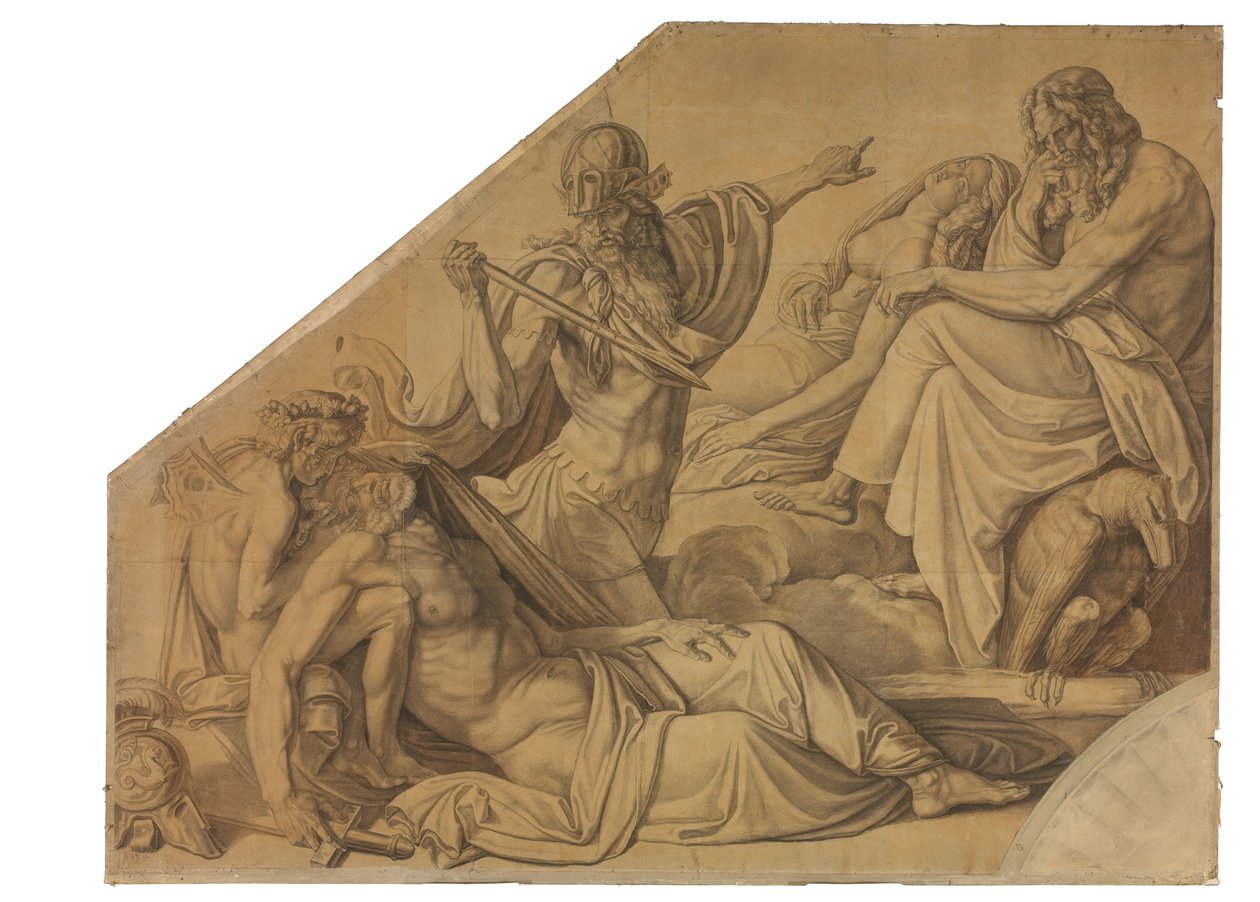 Der Traum des Agamemnon. Karton zu den Deckenbildern der Münchner Glyptothek door Peter von Cornelius
