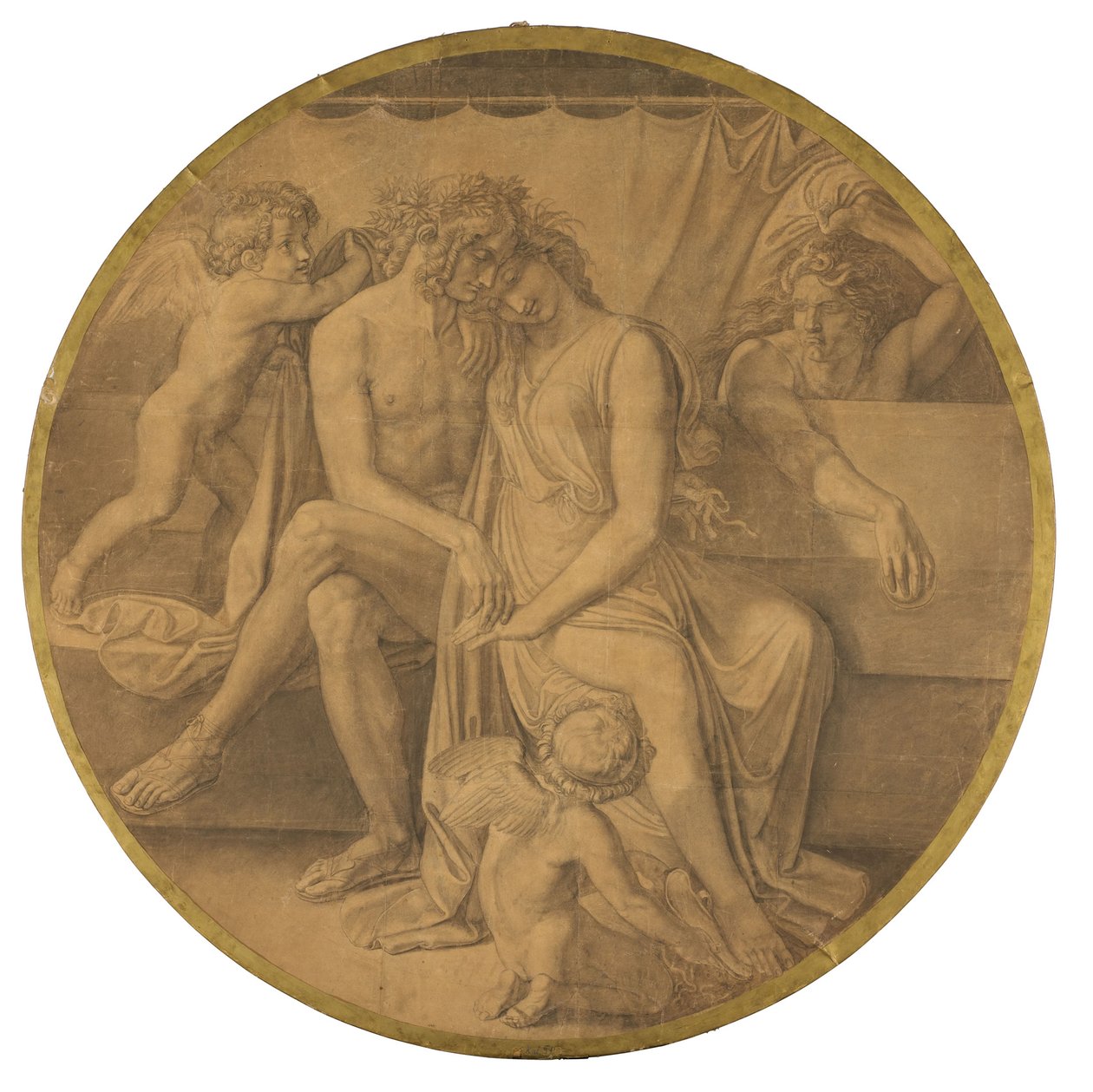 Het huwelijk van Peleus en Thetis. Karton voor de plafondschilderingen van de Glyptotheek van München door Peter von Cornelius