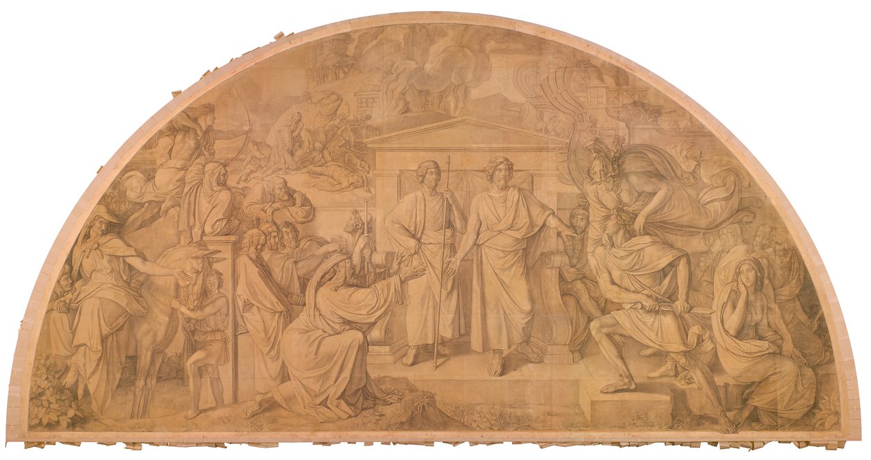 De vergadering van de Grieken en de toorn van Achilles door Peter von Cornelius