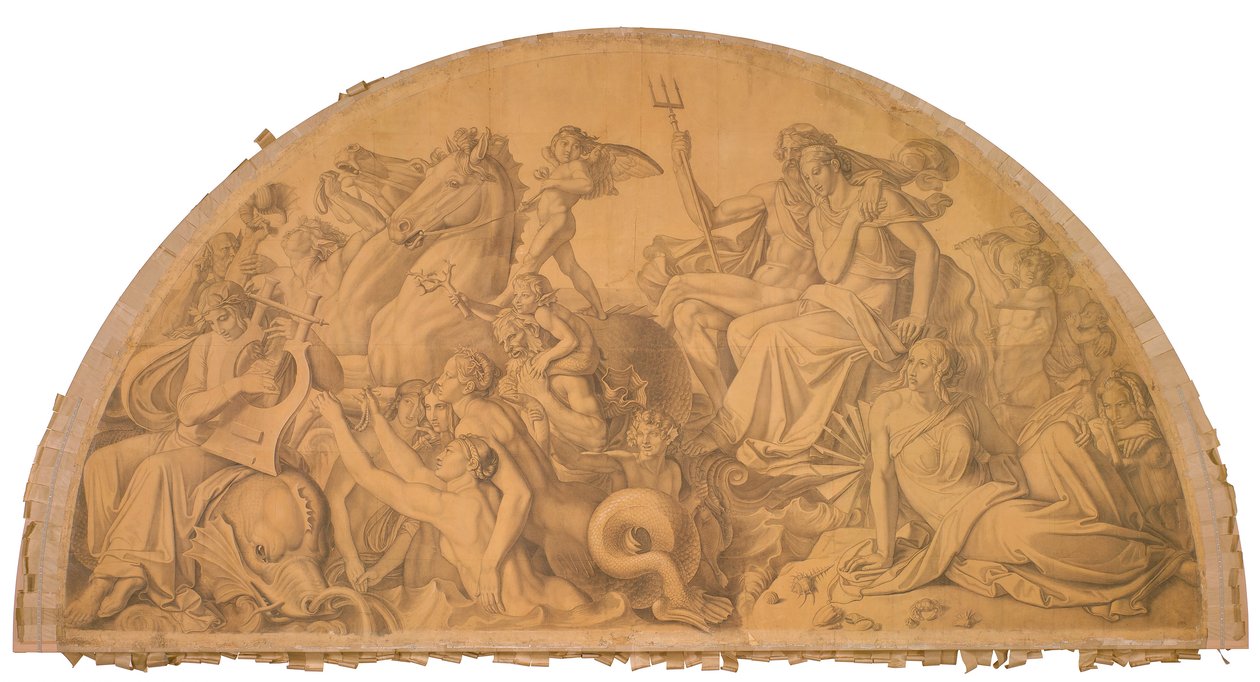 Die Wasserwelt lauscht dem Leierspiel des Arion door Peter von Cornelius
