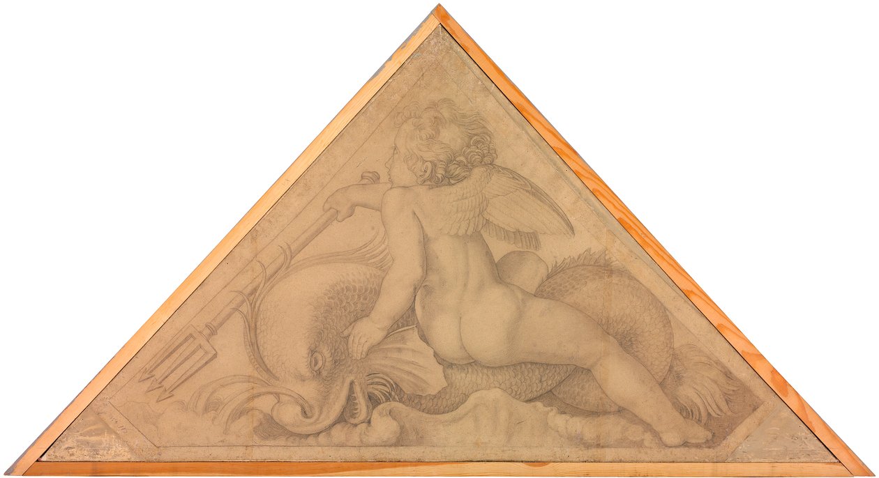 Eros mit dem Delphin / Element des Wassers door Peter von Cornelius