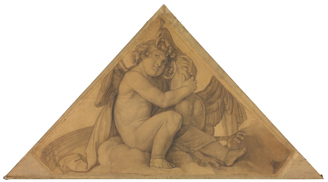 Eros mit dem Pfau (Element der Luft). Karton zu den Deckenbildern der Münchner Glyptothek door Peter von Cornelius