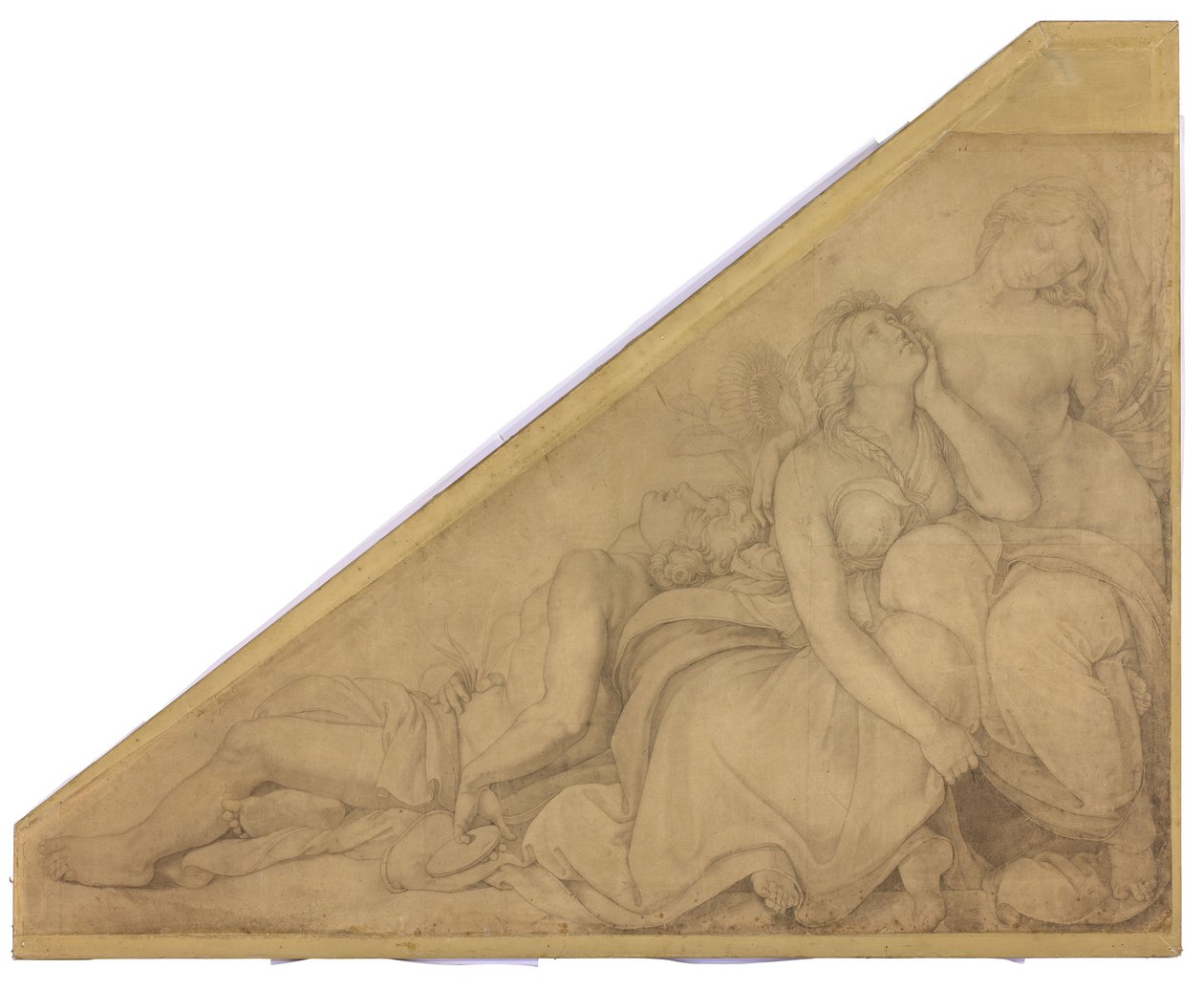 Leukothoe, Klytia und Hyakinthos, in Blumen verwandelt. Karton zu den Deckenbildern der Münchner Glyptothek door Peter von Cornelius