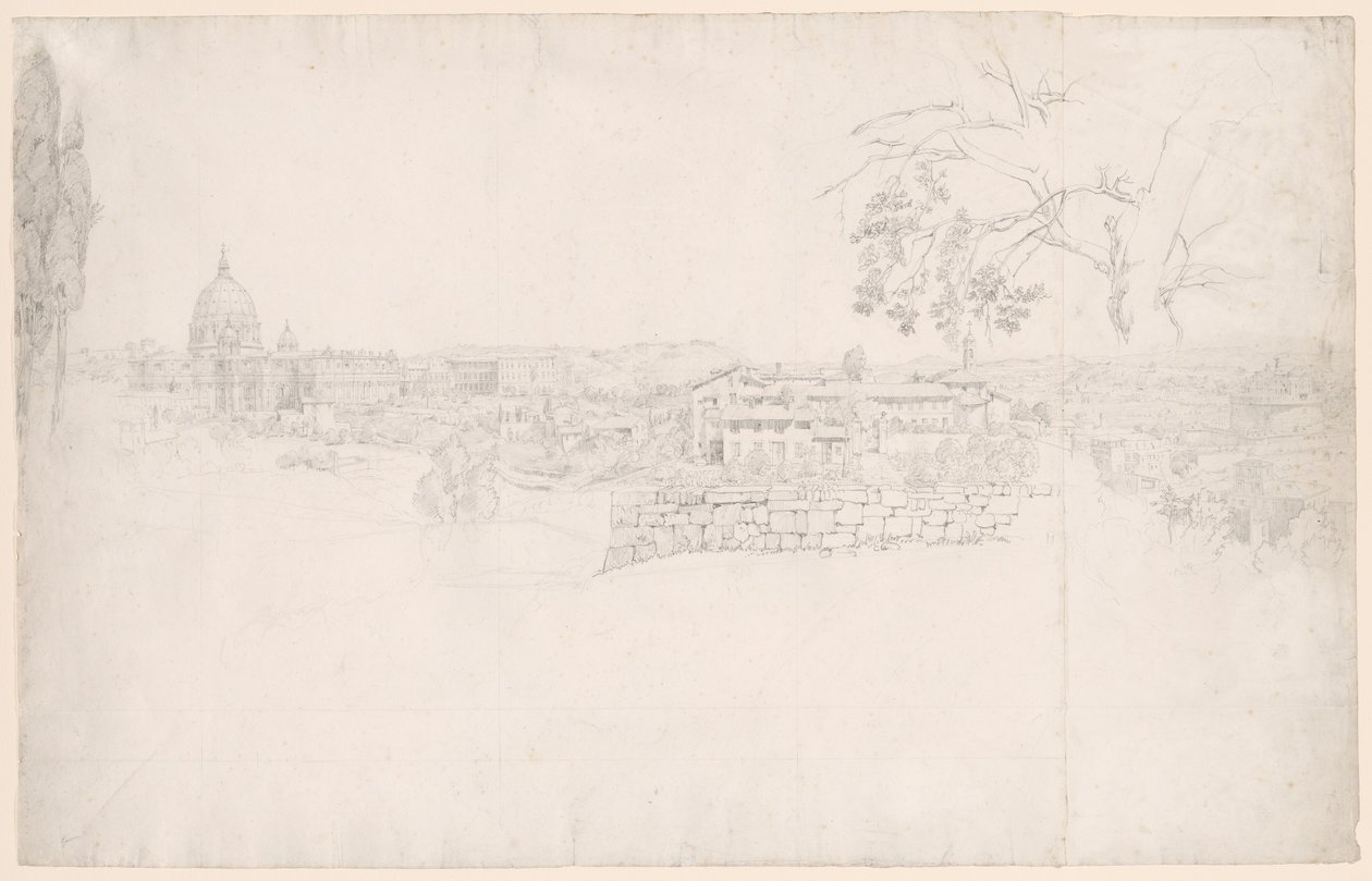 Fantasie Panorama van Rome van St. Pieter tot de Castel San Angelo door Peter von Hess