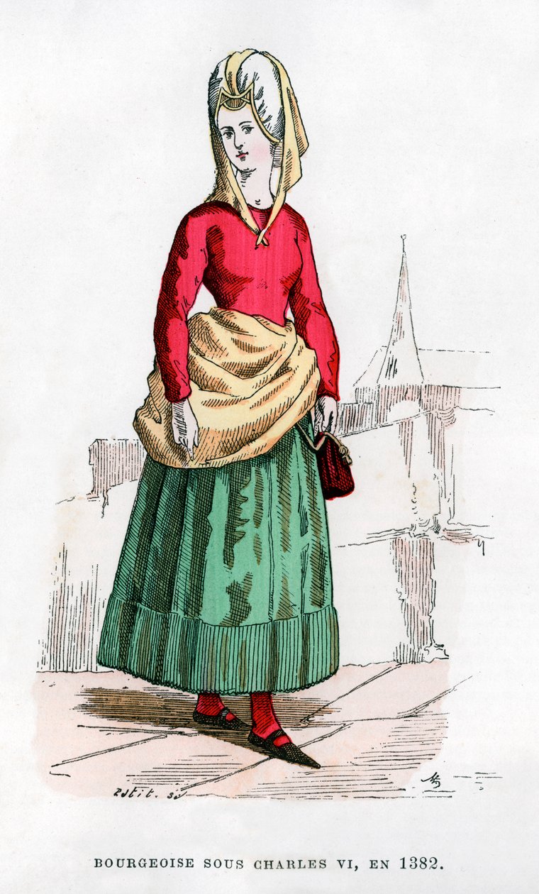 Bourgeoise in kostuum uit de tijd van Karel VI van Frankrijk door Petit