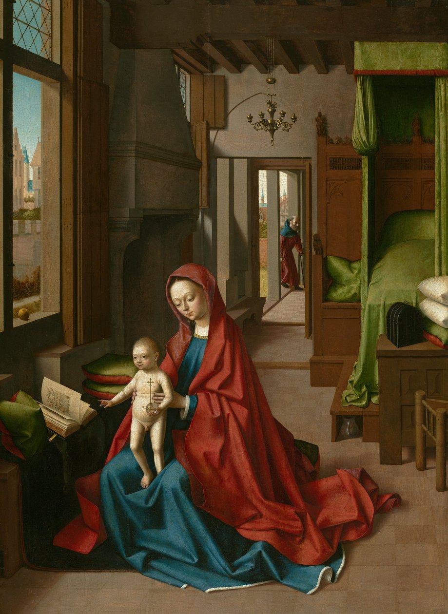 Maagd en kind in een huiselijk interieur door Petrus Christus