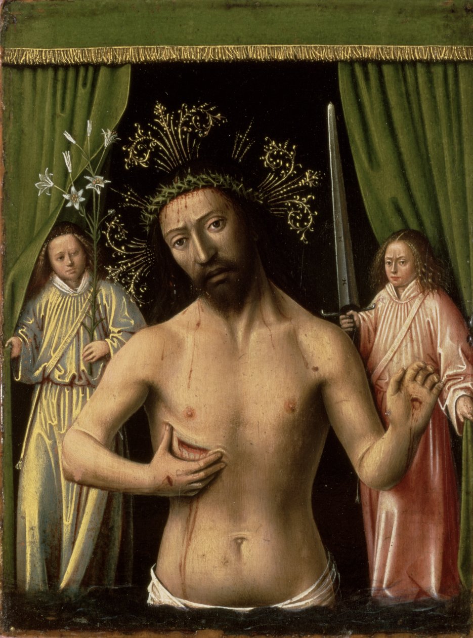 Christus als de Man van Smarten door Petrus Christus