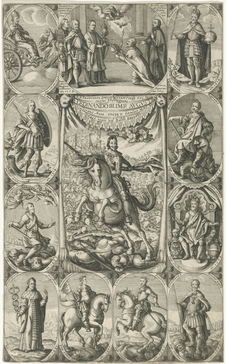 Allegorische voorstelling van keizer Ferdinand III door Petrus Rucholle