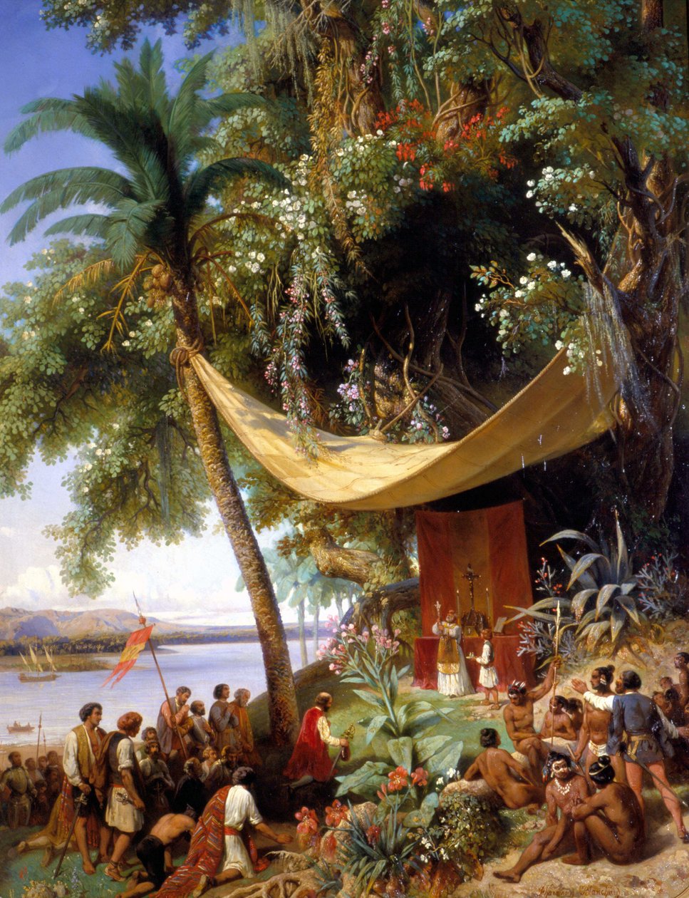 Evangelisatiemis in de open lucht in Amerika - schilderij door Pharamond door Pharamond Blanchard