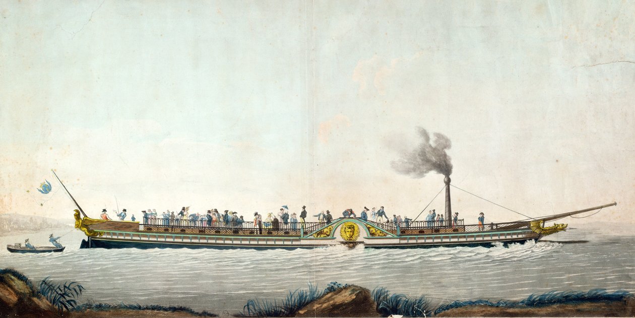 De Charles-Philippe, de eerste stoomboot gelanceerd op de Seine, 20 augustus 1816 door Philibert Louis Debucourt