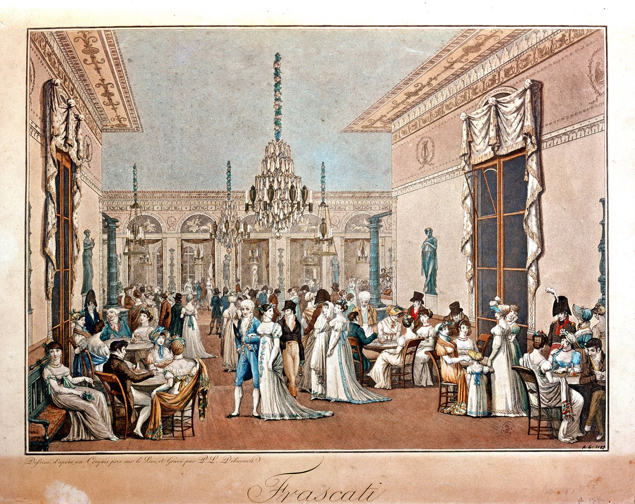 Café Frascati door Debucourt, begin 19e eeuw door Philibert Louis Debucourt