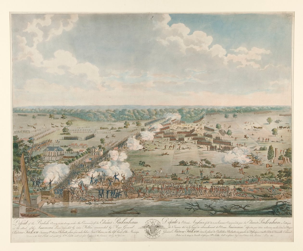 Nederlaag van het Britse leger (Slag bij New Orleans) door Philibert Louis Debucourt