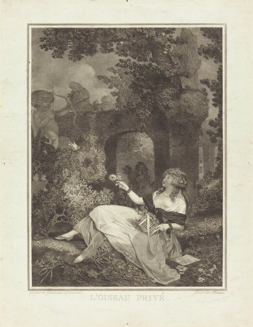 De gevangen vogel door Philibert-Louis Debucourt