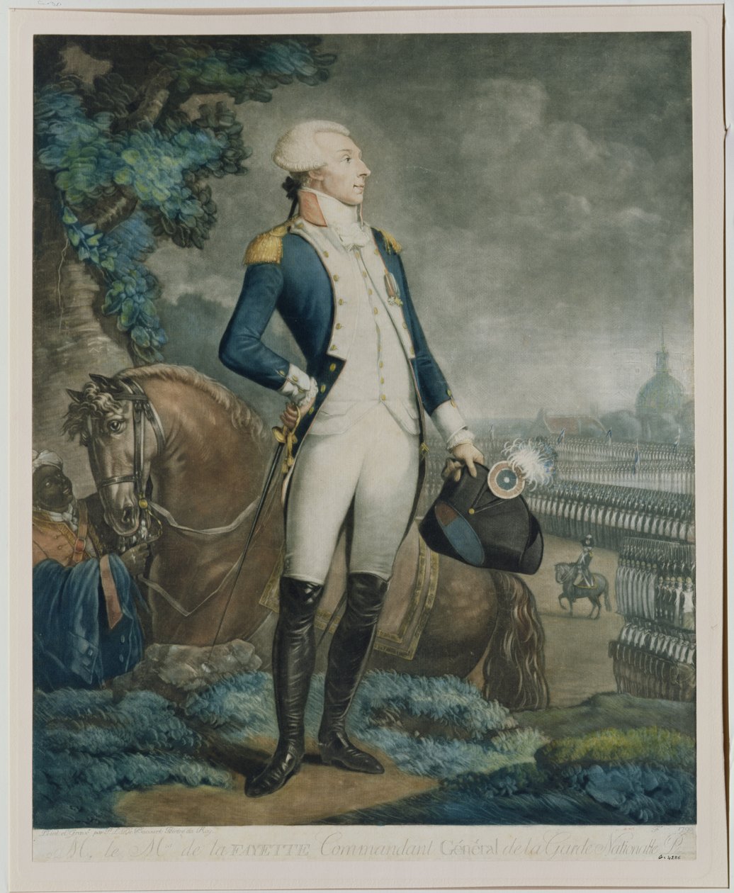 Portret van de Markies de La Fayette (1757-1834) commandant van de Nationale Garde, 1790 door Philibert Louis Debucourt