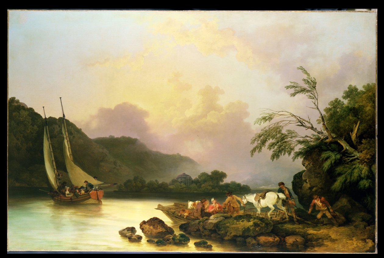 Belle Isle, Windermere, in een kalmte, 1786 door Philippe Jacques de Loutherbourg