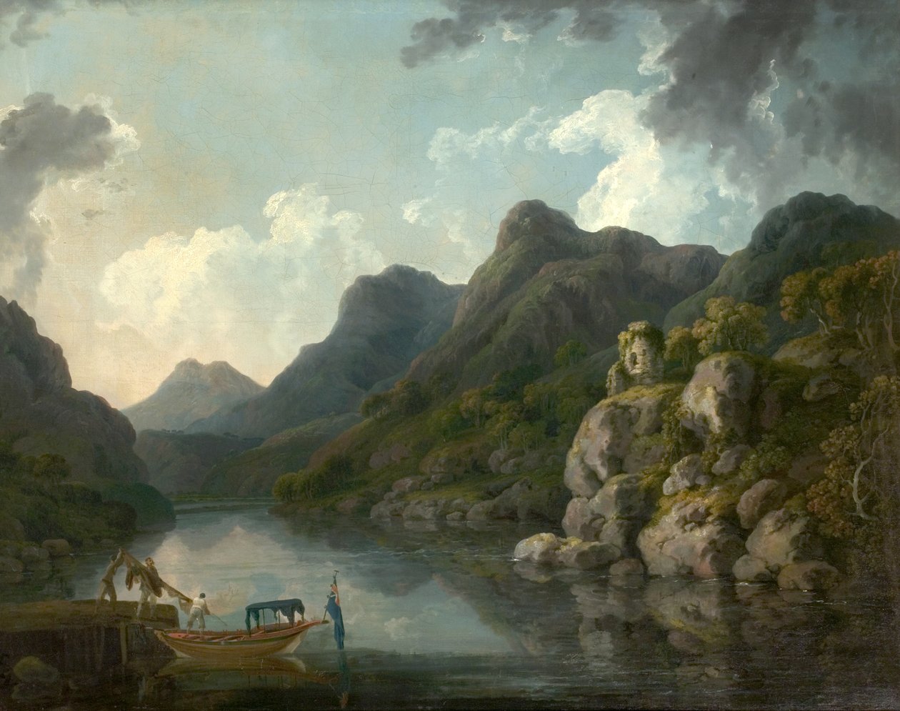 Uitzicht op Snowdon met het Kasteel van Dolbardarn vanuit Llanberis, Noord-Wales, 1787 door Philippe Jacques de Loutherbourg