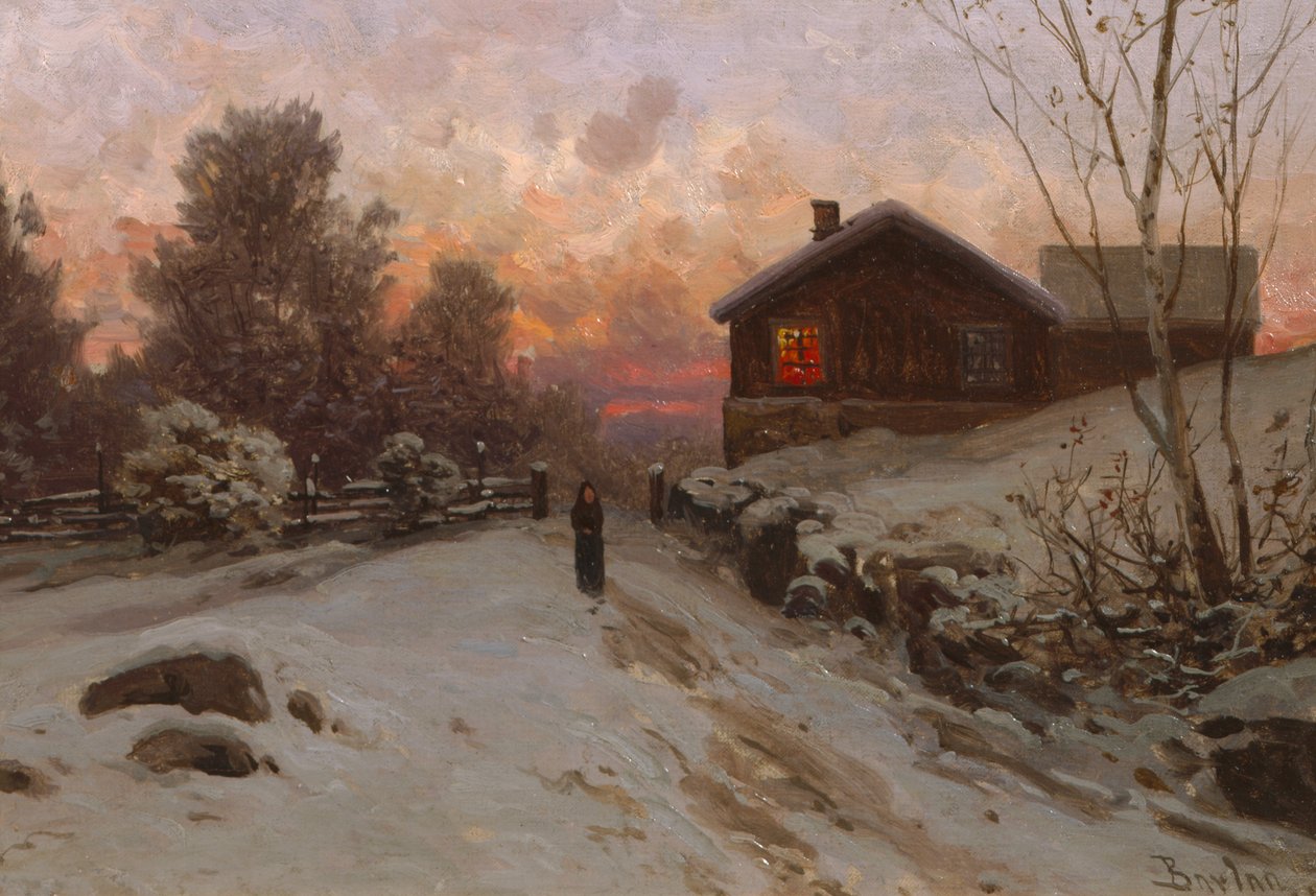 Winterlandschap met huis door Philip Barlag