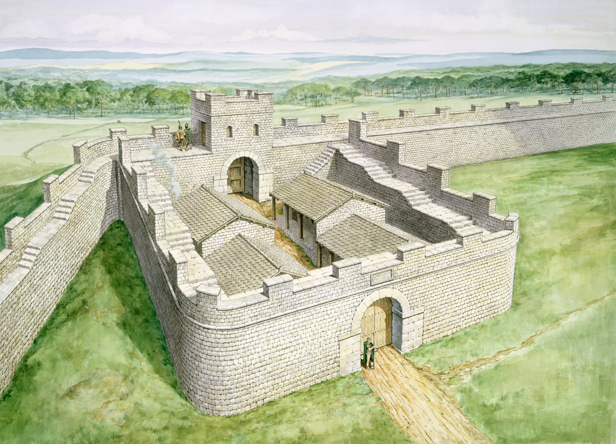 Hadrianusmuur Cawfields Milecastle, 2e eeuw, 1990-2010 door Philip Corke