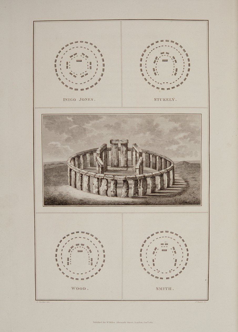 Uitzicht op Stonehenge, uit Sir Richard Colt Hoares The History of Ancient Wiltshire, gegraveerd door James Basire, Londen, 1810-11 door Philip Crocker