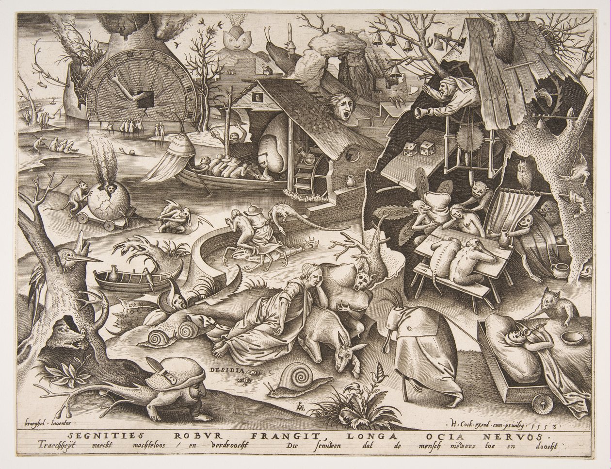 Luiheid Desidia, uit de serie De Zeven Hoofdzonden door Philip Galle