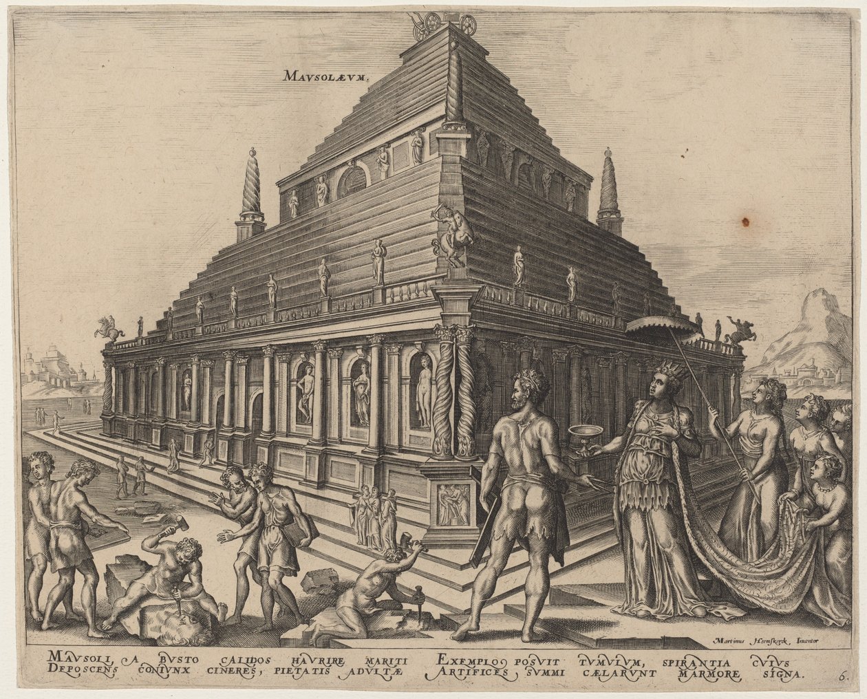 Mausoleum door Philip Galle, after Maerten van Heemskerck