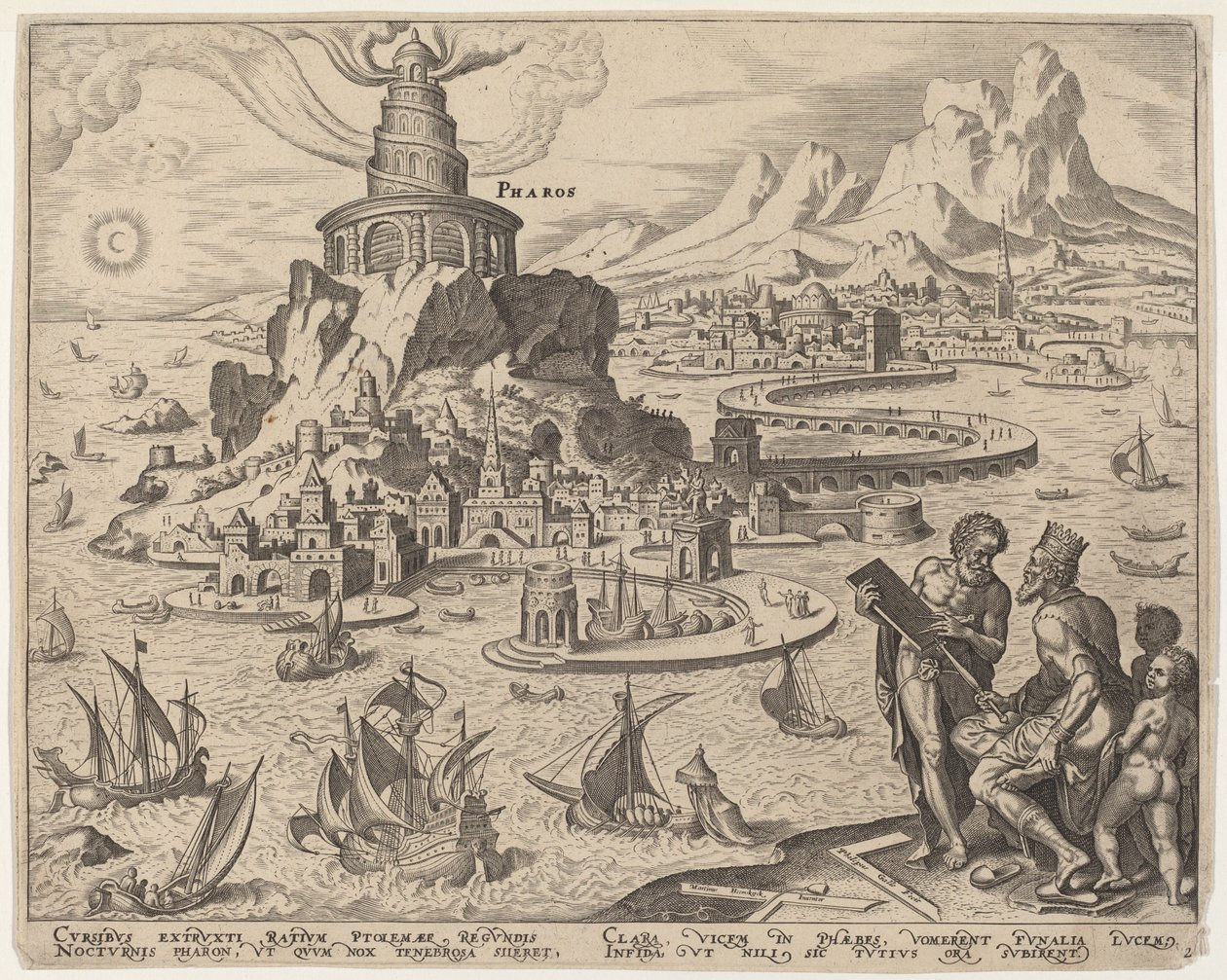 Vuurtoren van Alexandrië door Philip Galle, after Maerten van Heemskerck