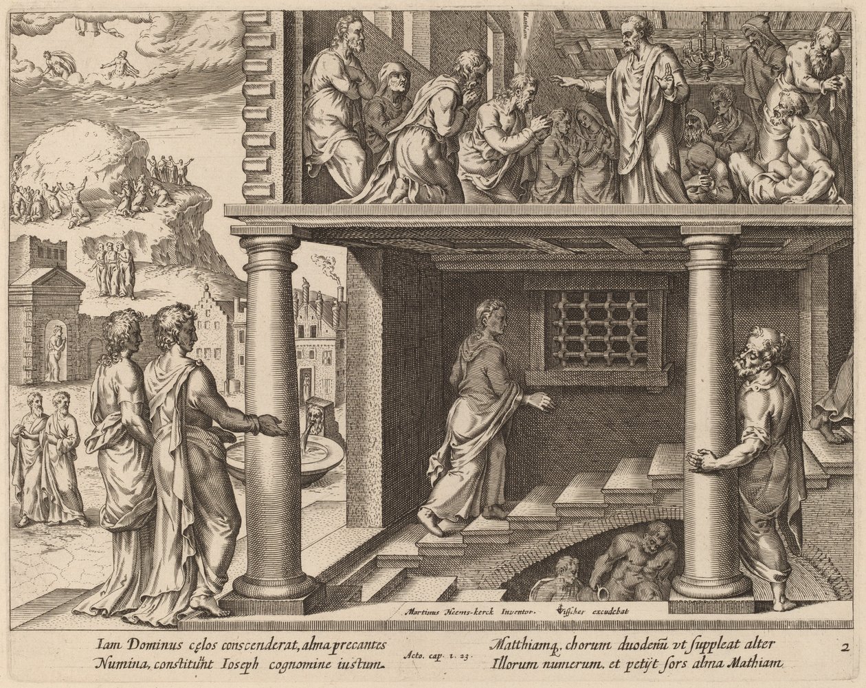 De Verkiezing van Sint Matthias door Philip Galle after Maerten van Heemskerck