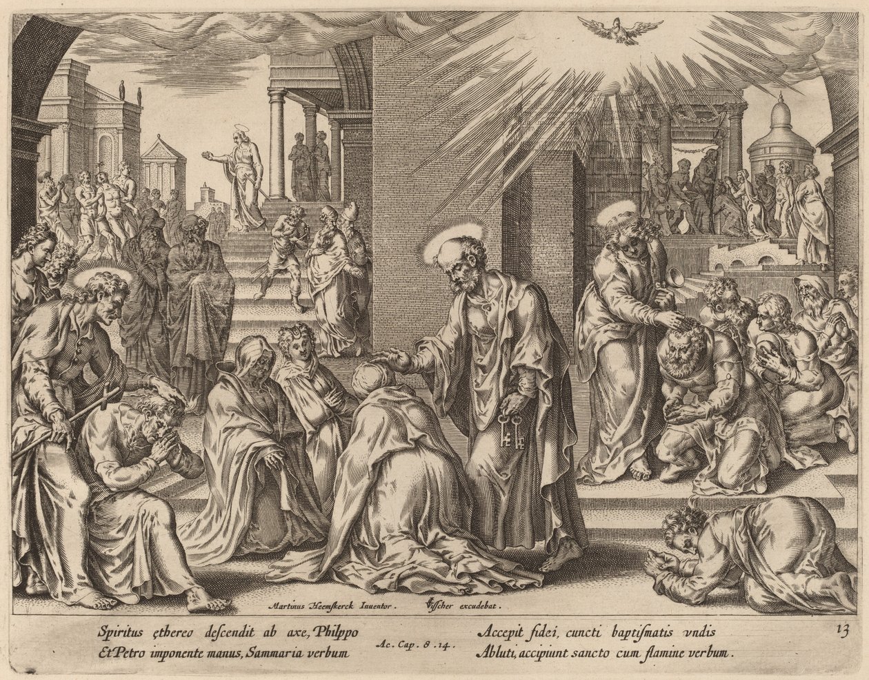 Het Volk van Samaria Ontvangt het Woord van God door Philip Galle after Maerten van Heemskerck