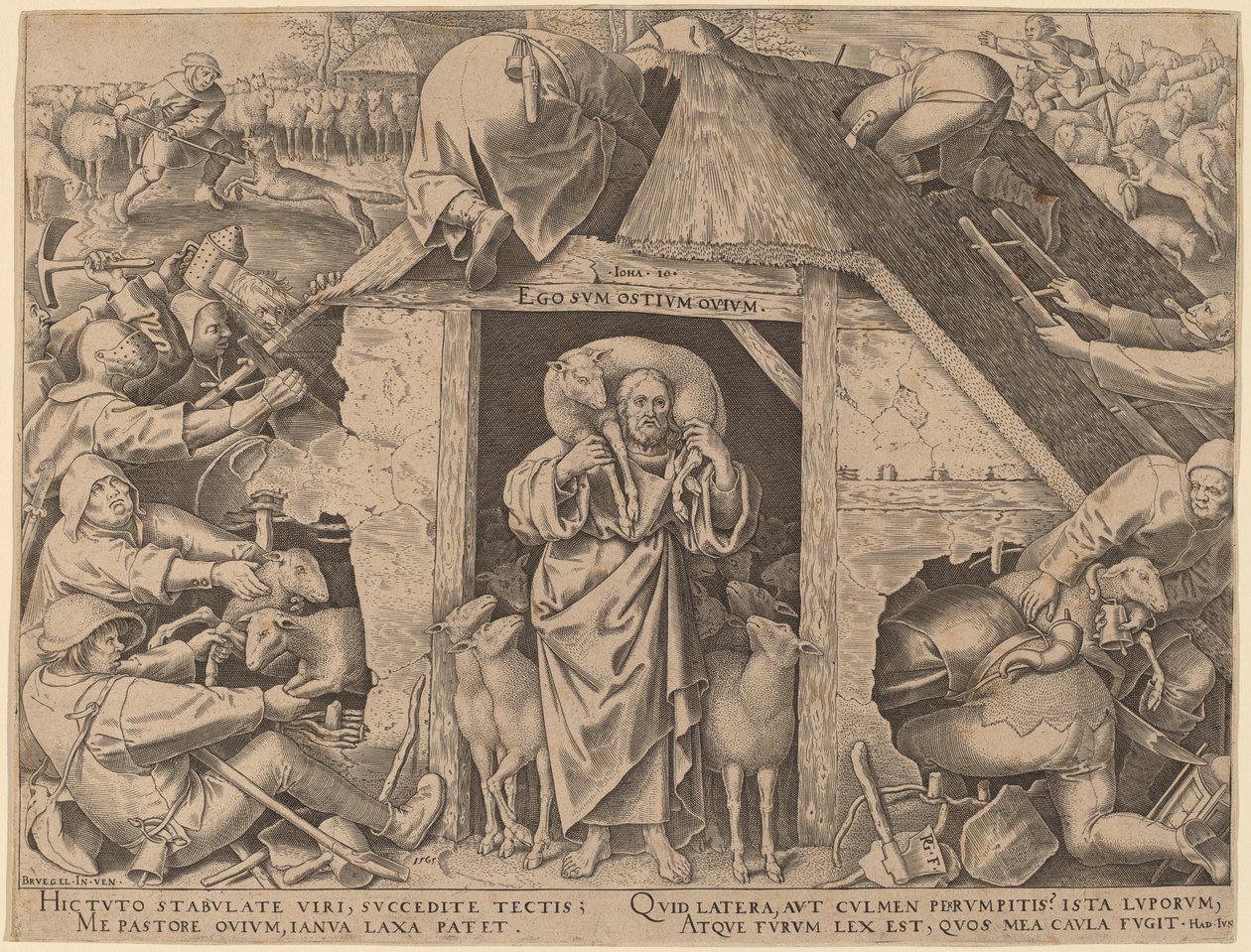 De Gelijkenis van de Goede Herder door Philip Galle after Pieter Bruegel the Elder