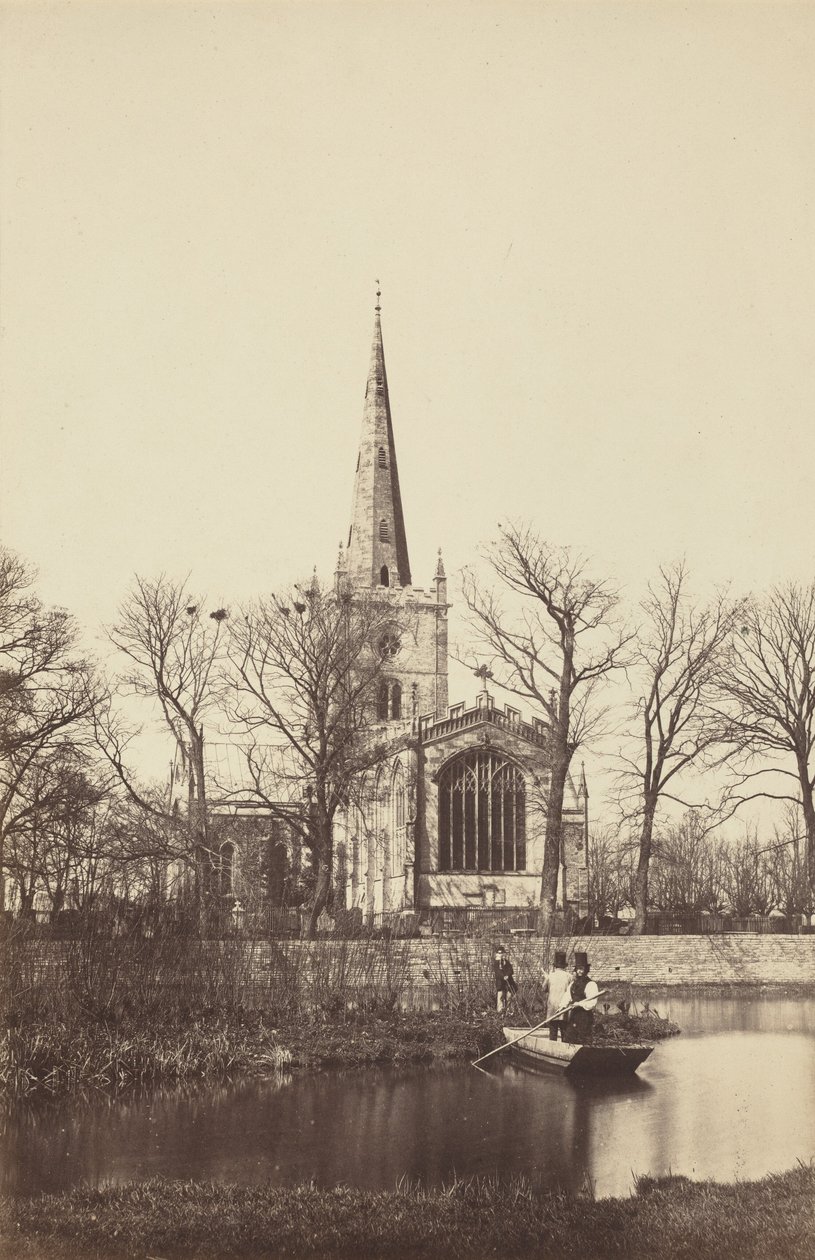 Kerk vanaf een rivieroever,jaren 1850 (foto) door Philip Henry Delamotte