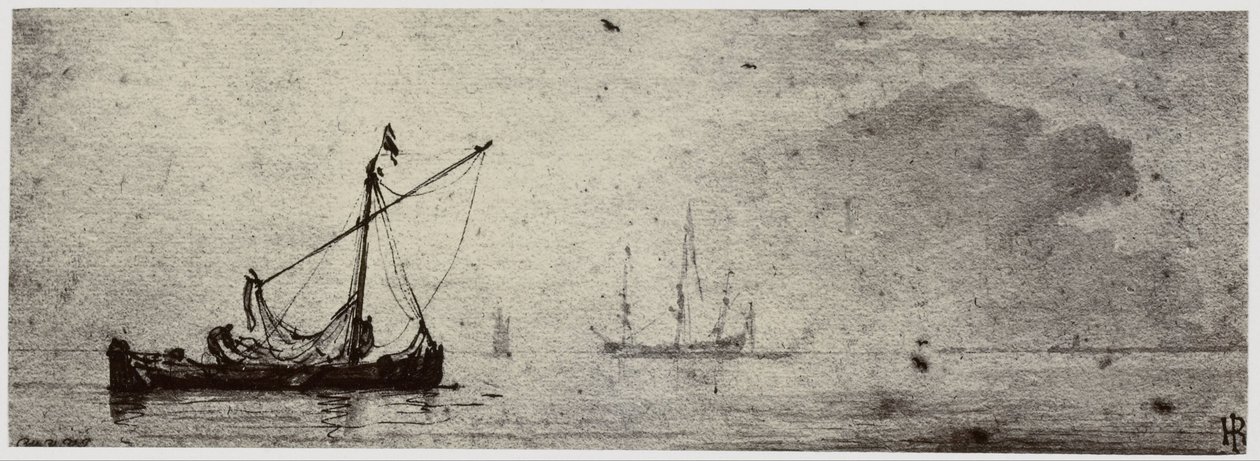 Van der Velde, Een schuit door Philip Henry Delamotte