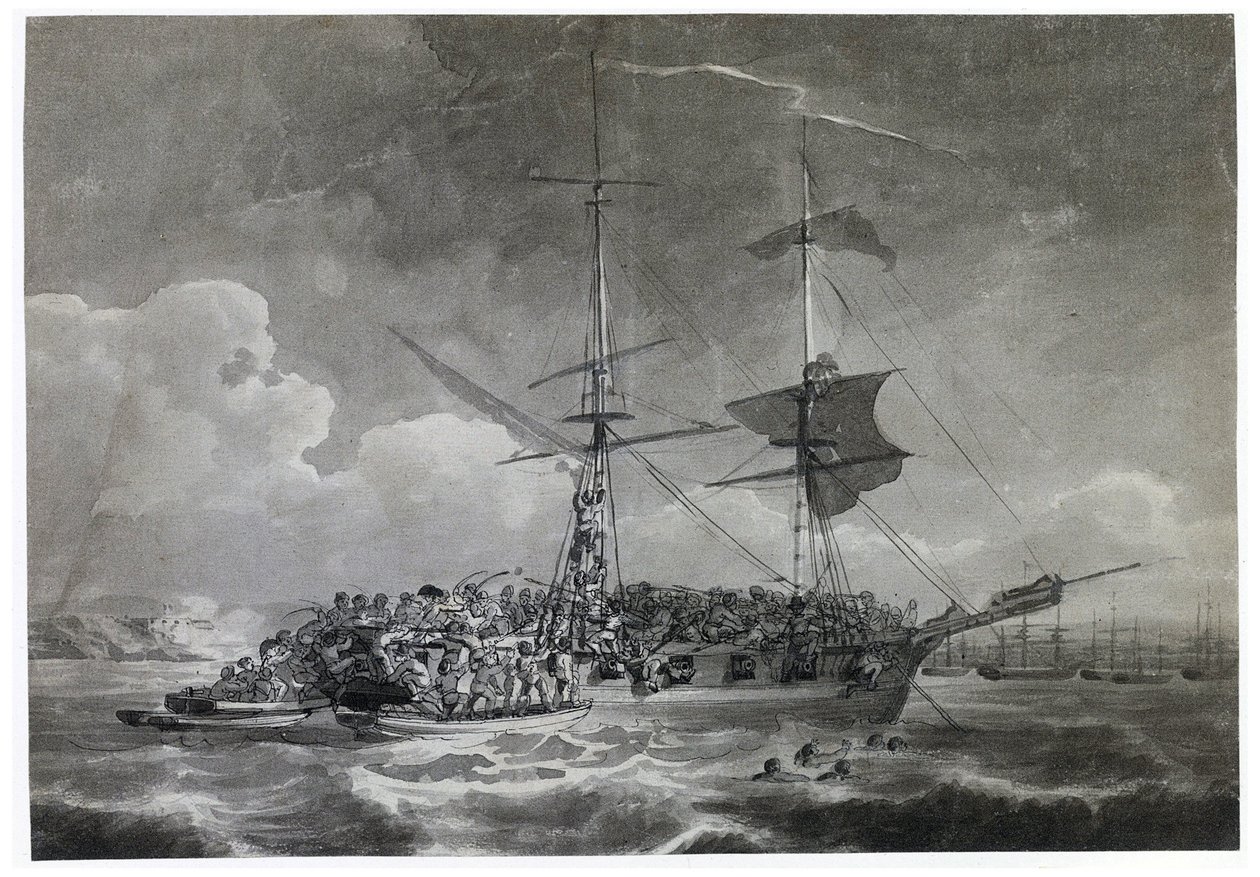 Portret van een Franse brik, La Chevrette (onzeker). door Philip James de (1740 1812) Loutherbourg