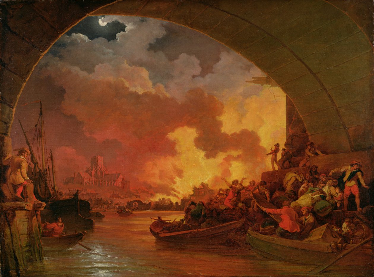 De grote brand van Londen, ca. 1797 door Philip James de Loutherbourg