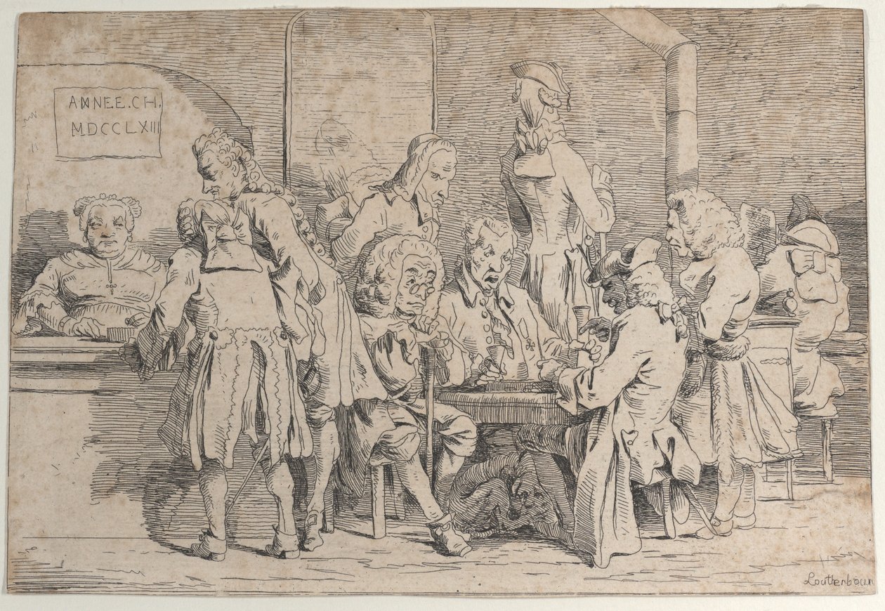 Tric Trac Spelen, 1763 door Philip James de Loutherbourg
