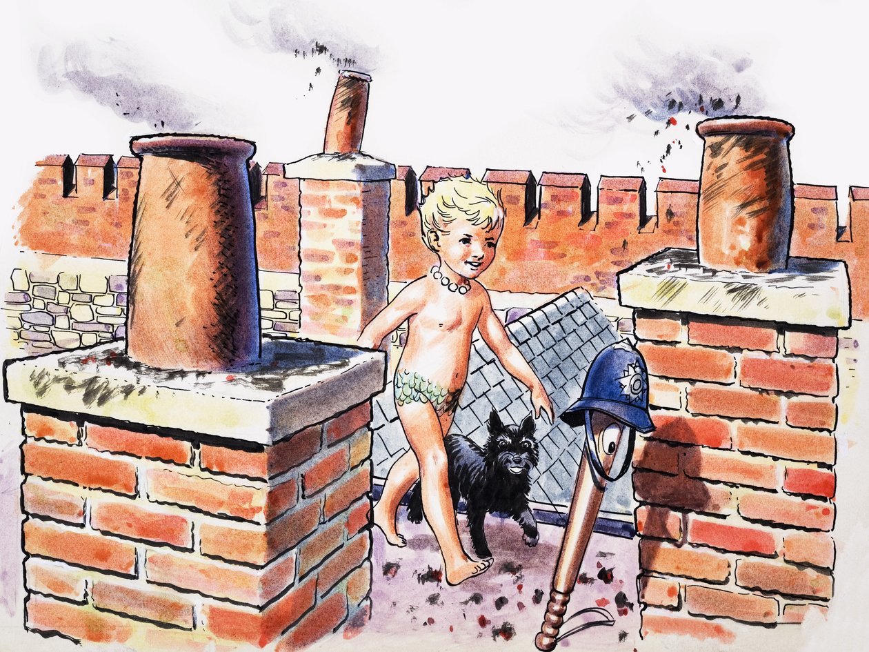 Baby op het dak, illustratie uit 