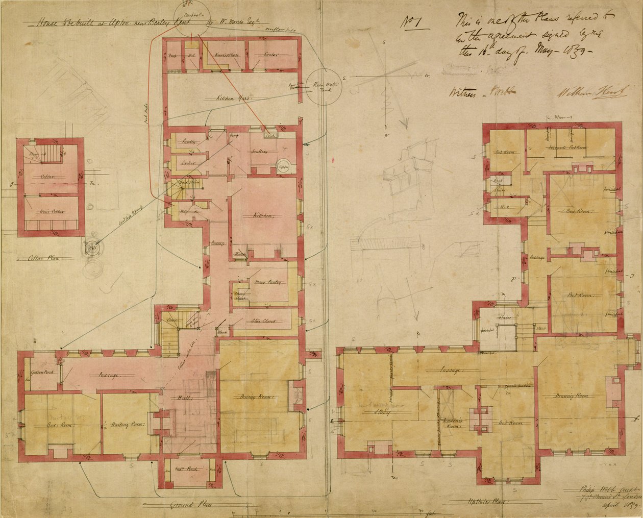 Plannen voor het Rode Huis, Bexley Heath, 1859 door Philip Webb
