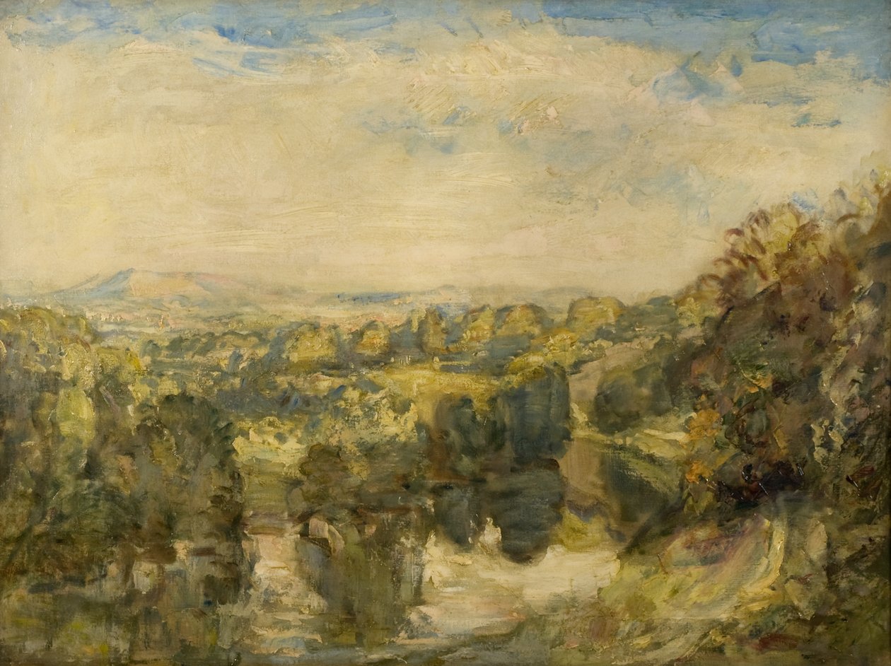 De rivier de Teme, avond, nabij Ludlow - De Clee Hills in de verte door Philip Wilson Steer