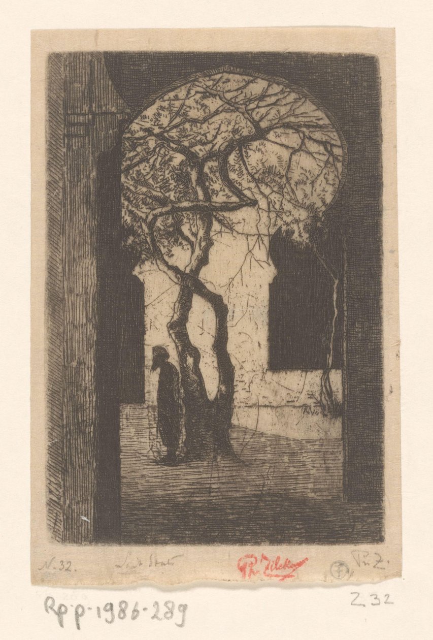 Gezicht bij de Djamaa el Kebir moskee, te Algiers door Philip Zilcken (signed by artist)