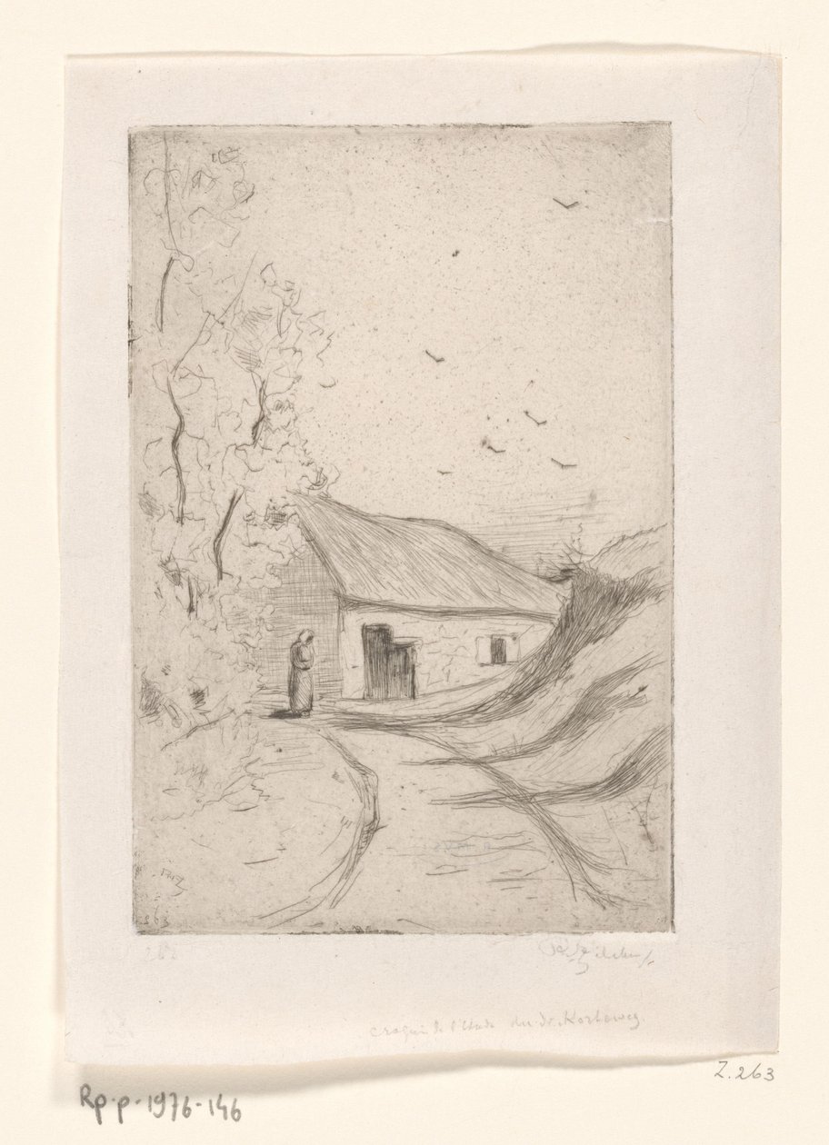 Huis aan een landweg door Philip Zilcken (signed by artist)