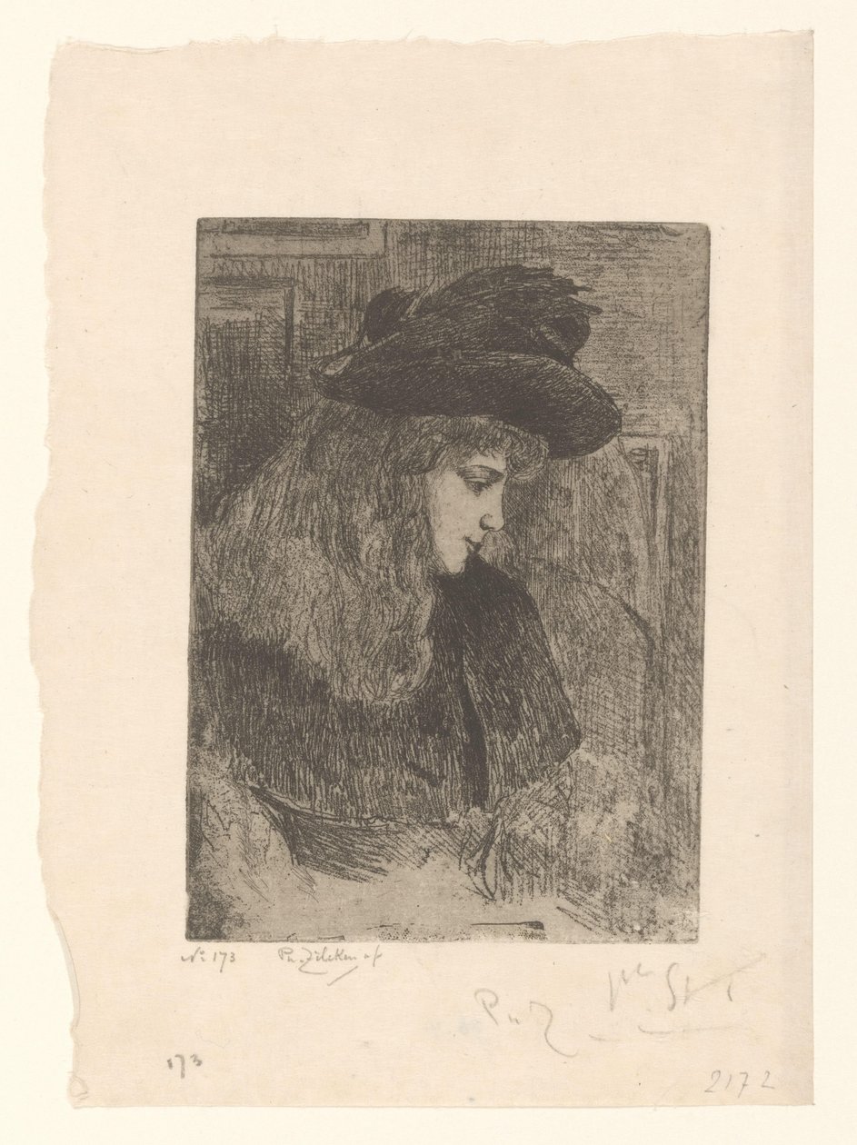 Meisje met hoed door Philip Zilcken (signed by artist)