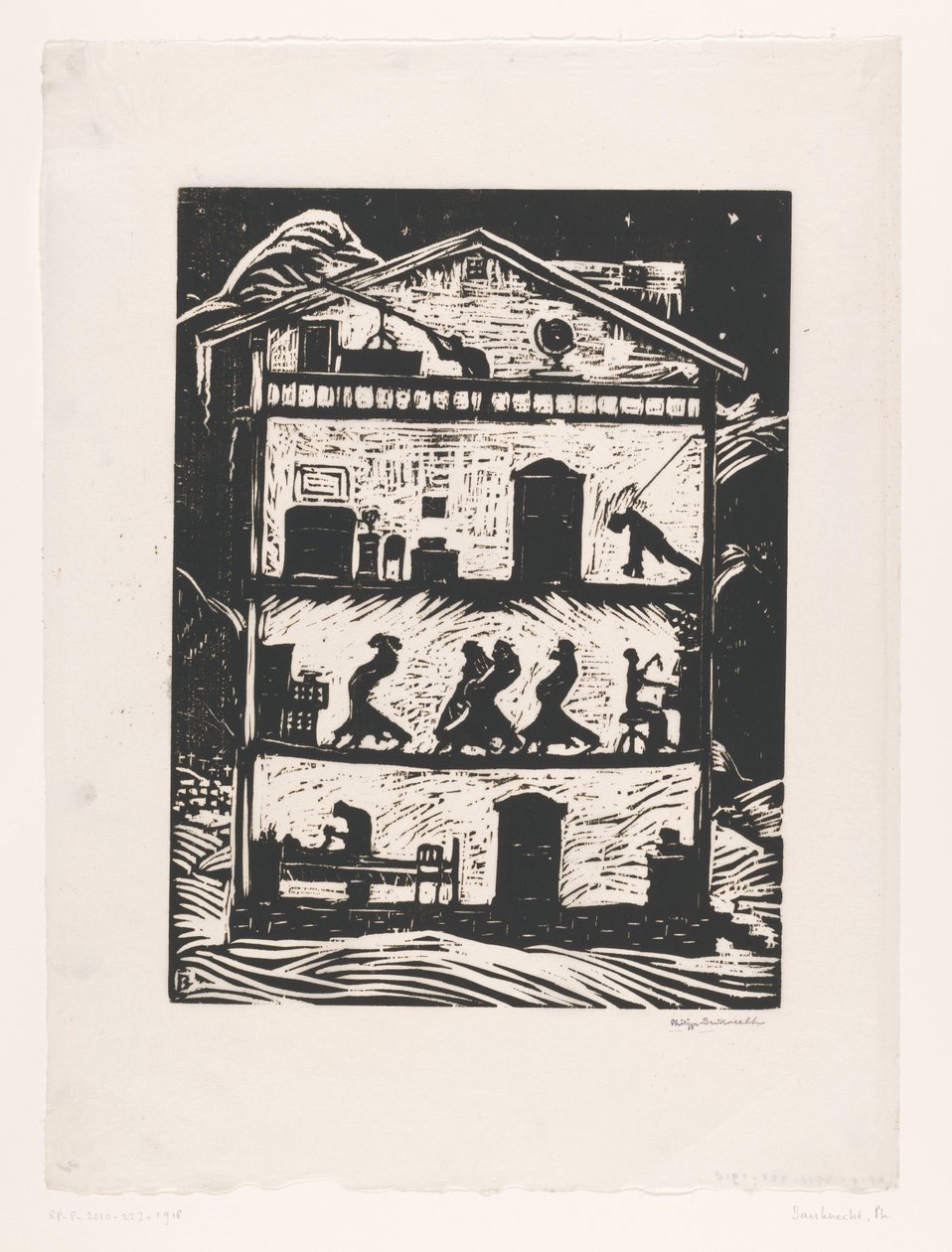 Dwarsdoorsnede van gebouw door Philipp Bauknecht