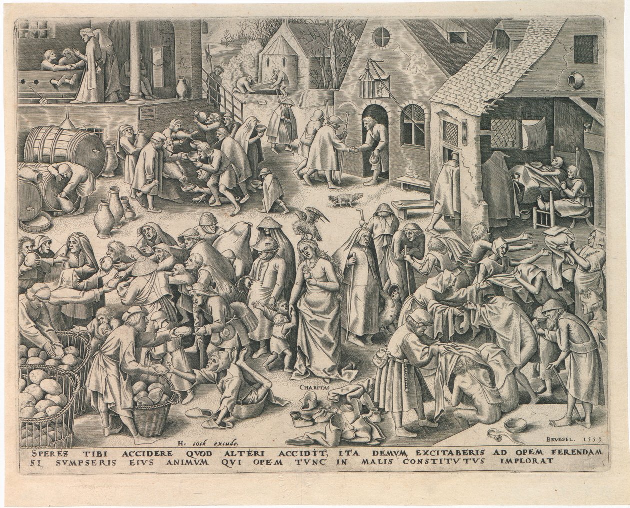 Caritas Liefdadigheid van De Zeven Deugden, 1559 door Philipp Galle