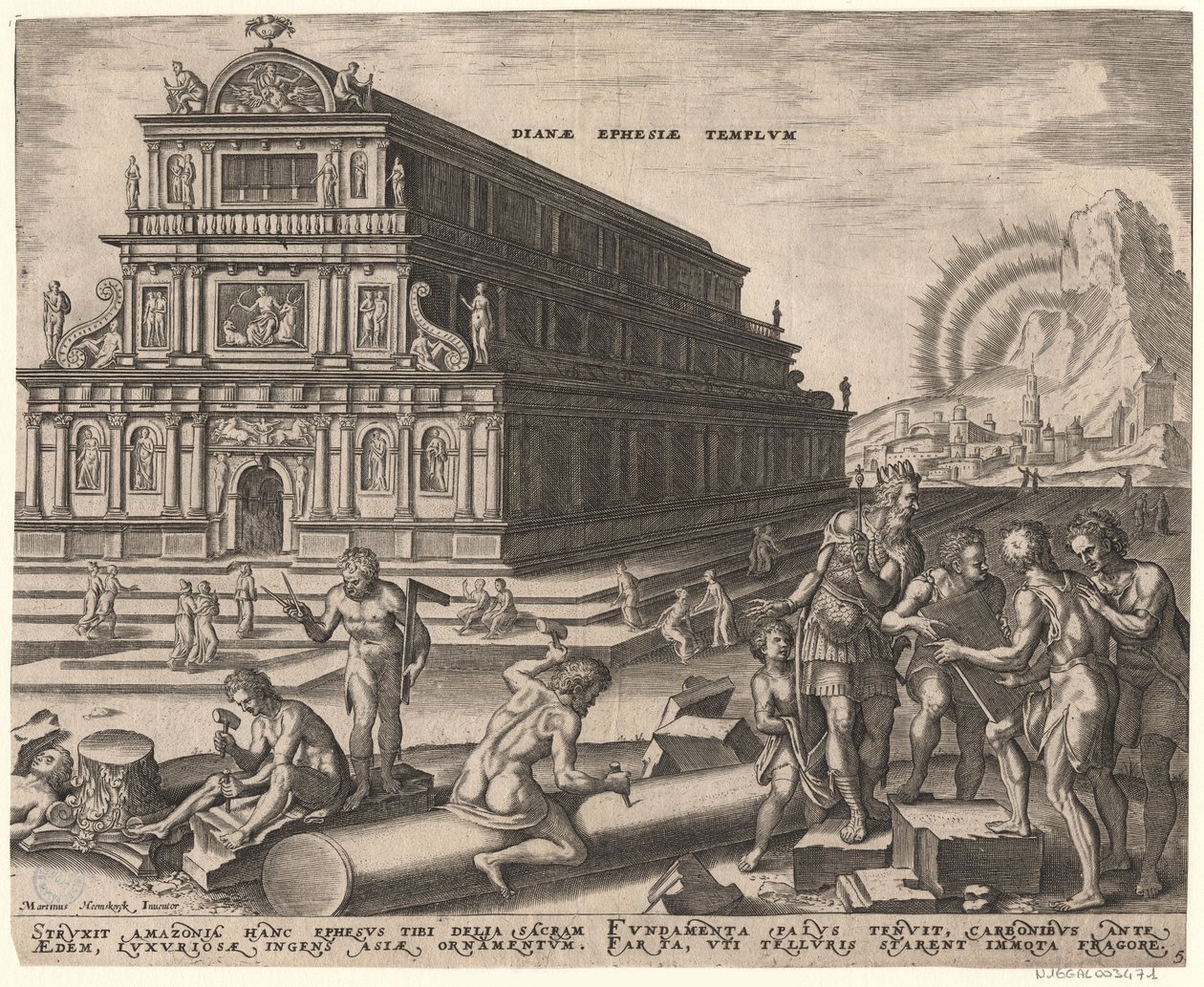 De Tempel van Diana in Efeze uit de serie De Acht Wereldwonderen Na Maarten van Heemskerck, 1572 door Philipp Galle