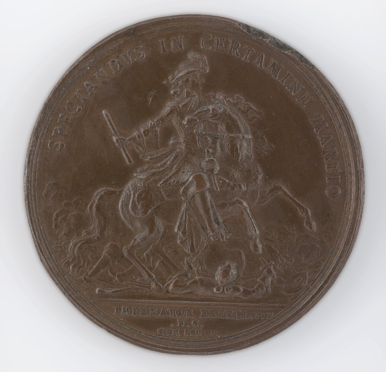 Bronzen medaille ter herdenking van de dood van Frederik, Hertog van Schomberg door Philipp Heinrich Müller