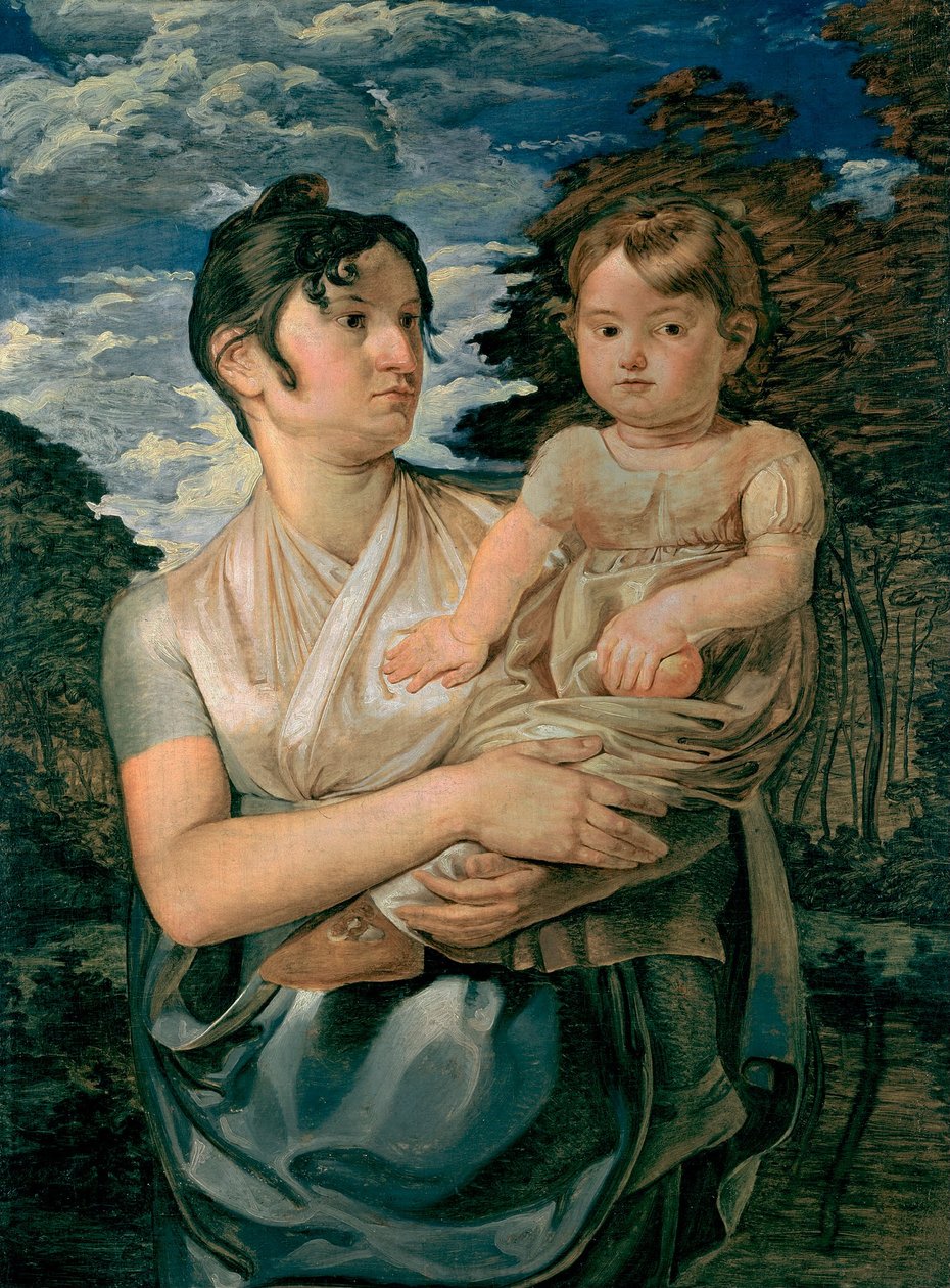Pauline Runge met haar tweejarige zoon / De vrouw en zoon van de kunstenaar door Philipp Otto Runge