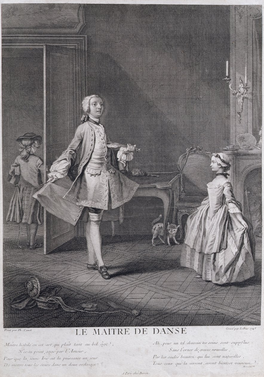 De dansmeester, gegraveerd door Jacques Philippe Le Bas, 1745 door Philippe Canot