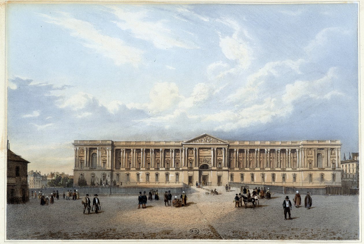 Colonnade du Louvre - in “Promenade dans Paris et ses environs”, ontworpen door Jacottet en Benoist, ca. 1840 door Philippe Benoist