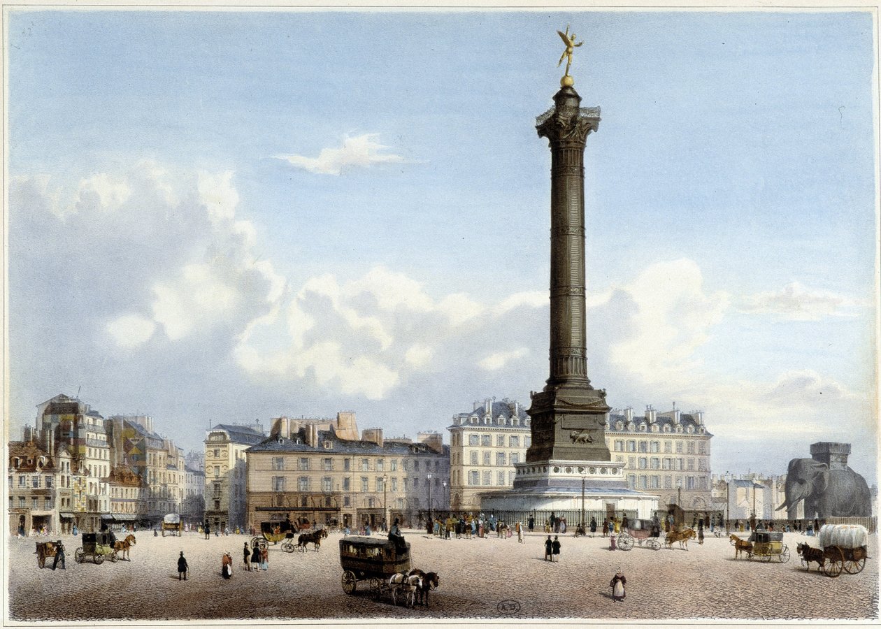 Column de juillet à la Bastille - in “Promenade dans Paris et ses environs”, ontworpen door Jacottet en Benoist, ca. 1840 door Philippe Benoist
