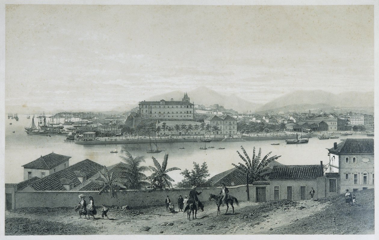 Negen panoramische uitzichten van Rio de Janeiro: Da Ilha das Cobras, 1862 door Philippe Benoist