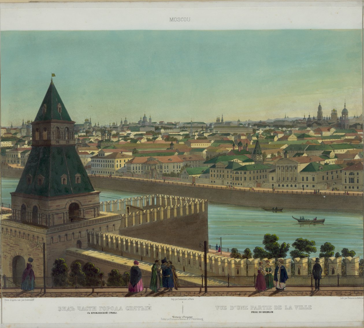 Uitzicht op Zamoskvorechye vanaf de Kremlinmuur uit een panoramisch uitzicht op Moskou in 10 delen, ca. 1848 door Philippe Benoist
